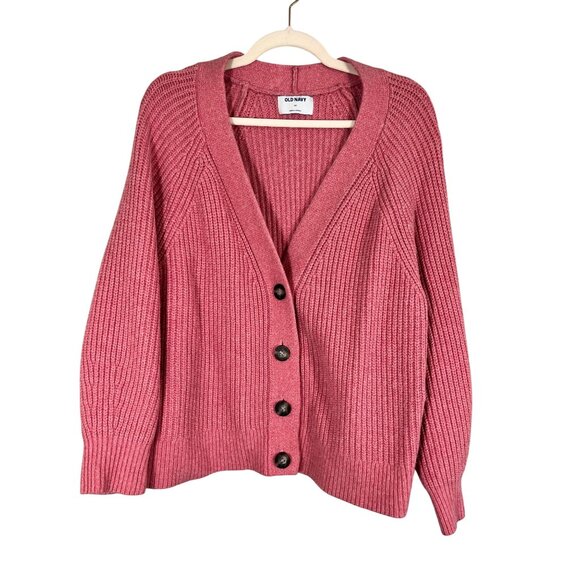 Retro Knit Cardigan Sweater Pink 2X Feminine Coquette Neutral Festive Grandpa - Picture 1 of 9